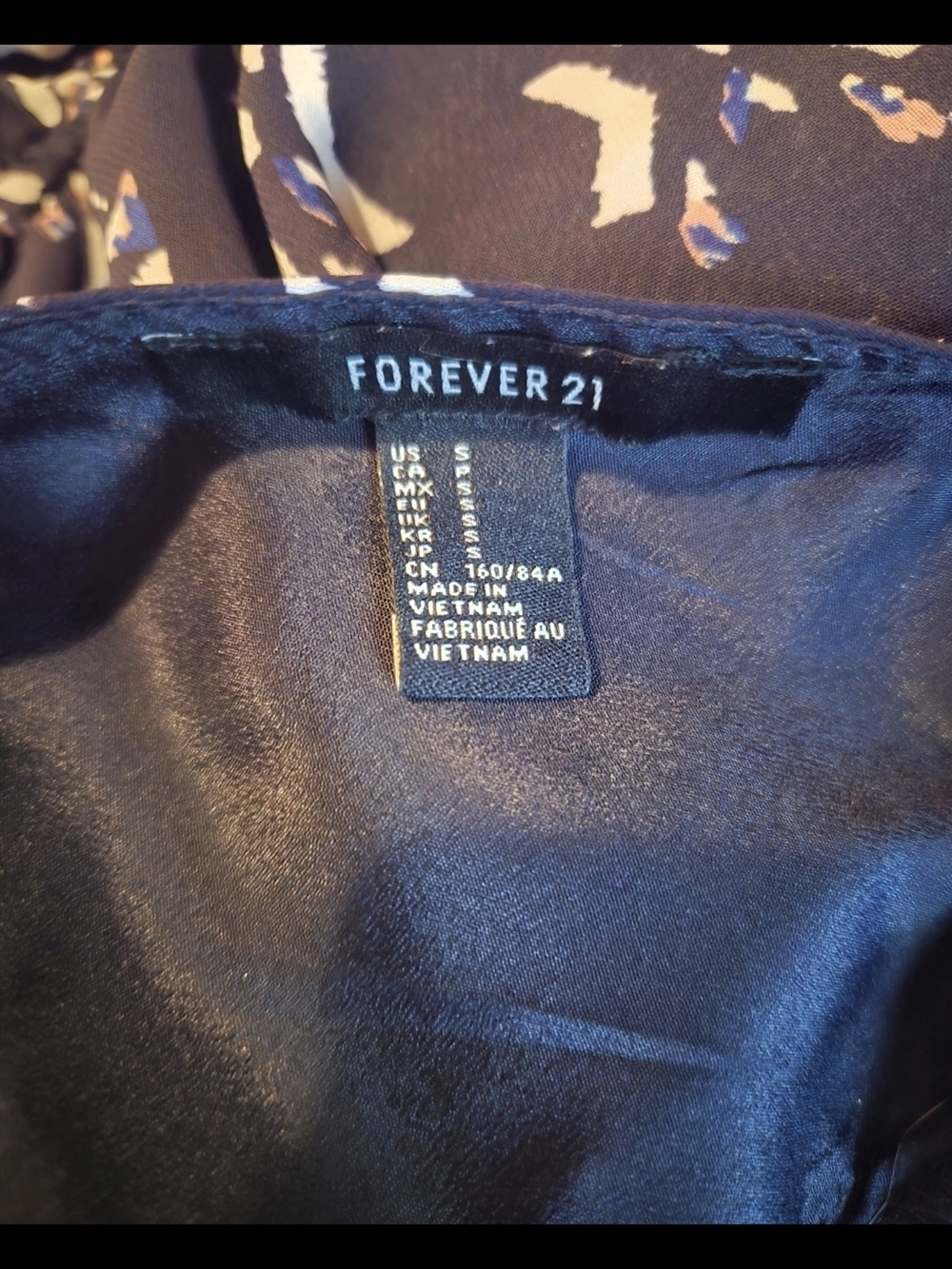 Forever 21 Navy Printed Short Sleeve Mini Dress-Size SM EUC - Picture 4 of 5